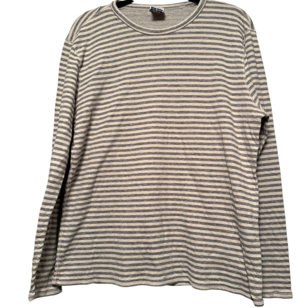 Faherty Gray Striped Reversable Sweater Size Large